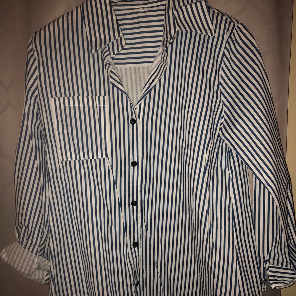 J. Crew Style Blue and White Button Down